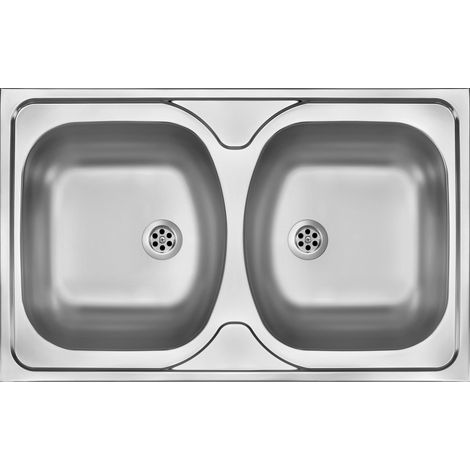 Lavello cucina in acciaio a doppia vasca 80 x 50 cm Deante TANGO ZM50200  Acciaio