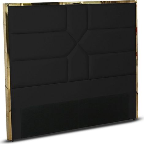 Tête de lit effet laiton Dalia – Noir – 140 cm – Similicuir – Épaisseur 8 cm – Style art déco – Dimensions 150 x 8 x 140 cm – Meubler Design (1/2)