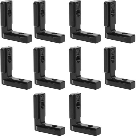 10 Pièces Équerre de Liaison en Acier au Carbone Noir, Connecteur d’Angle Intérieur pour Profilé en T 3030 (1/5)