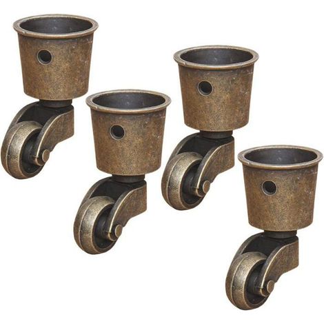 4 roulettes Pivotantes en Laiton Massif, Roulette de Meuble Haut de Gamme, Charge 440 Lbs, pour Canapé Table Basse Piano, avec Vis (1/4)