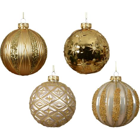 pallina di natale in vetro mix lucido/smaltato/opaco D 10 cm colori modello assortito Peraga Christmas