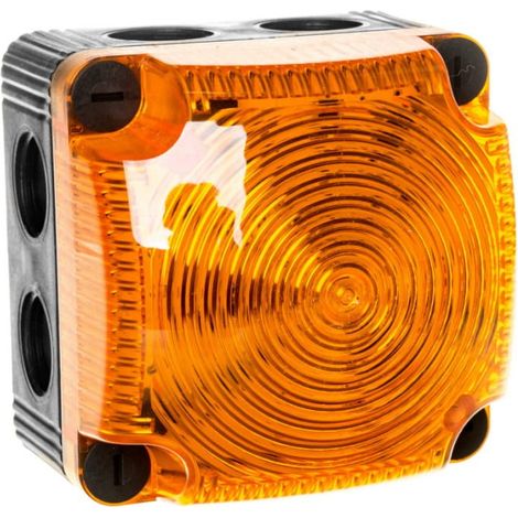 Luz de advertencia amarilla, LED de 24 V CC, fija, IP65, 853.300.55