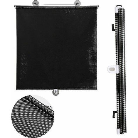 Set mit 2 Saugnapf-Rollos, Sonnenschutz, Verdunkelungsvorhängen für Auto und Zuhause – yky – 45 x 125 cm – Schwarz