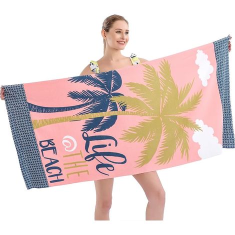 Extra große, schnelltrocknende, weiche und sandabweisende Mikrofaser-Strandtuch-Sets (76 x 152 cm) mit niedlichem Palmenmotiv – ideal für Kinder, Damen und Herren. Perfekt für Pool, Strand und Freizei