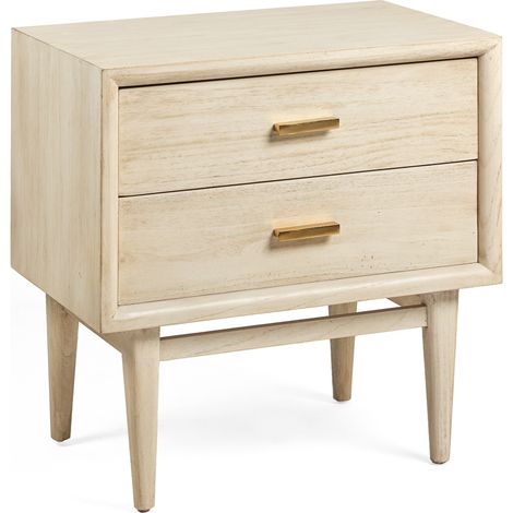 Mesita De Noche 60X40X60 Madera Blanco Velado/Metal Dorado (1/5)