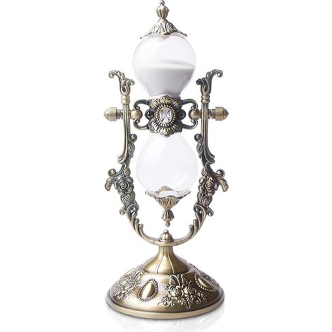 Clessidra da 15 minuti con cornice in ottone placcato oro, decorazione vintage, clessidra con sabbia bianca, clessidra placcata oro, regalo moderno per la casa, la cucina o l'ufficio. (1/5)