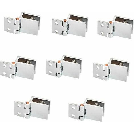lot De 8 Charnires De Porte En Verre - 5 Mm - 8 Mm - Rglables - Pince Simple Pour Armoire - Charnires De Porte En Verre - Fixation Murale (1/5)
