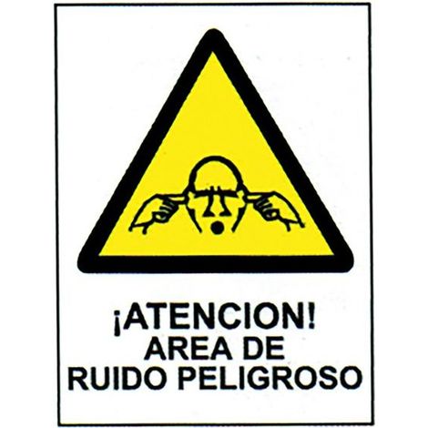 Cartello di attenzione zona rumore pericoloso PLASTICA 40x30 cm giallo, bianco e nero