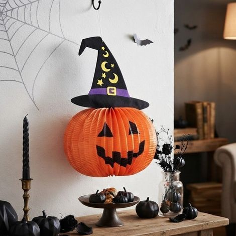 Paper Honeycomb Hanging Pumpkin (1/2)