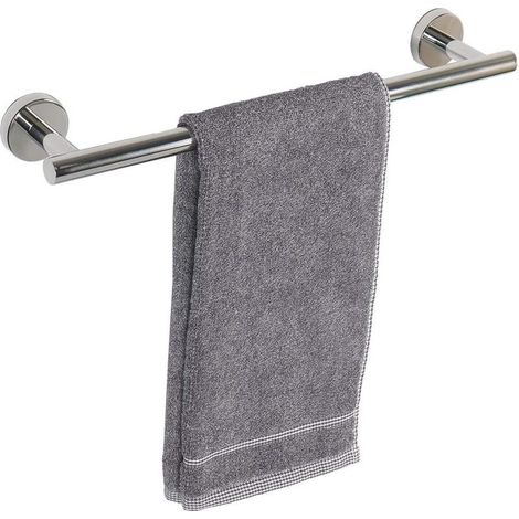 40cm wall-mounted towel rail in SUS304 stainless steel, rustproof, screw fixing, polished silver, for bathroom and kitchen (1/5)