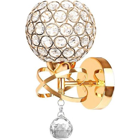 Wandleuchte Modern Kristall, Gold Wandlampe für Schlafzimmer, Gang, Wohnzimmer, Lampenfassung E14 (ohne Leuchtmittel)