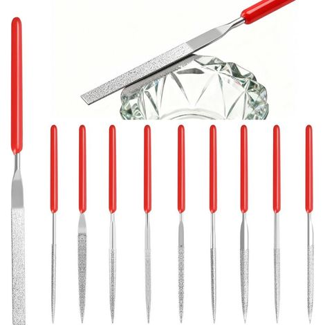 10 Pcs Mini lime à aiguille diamantée, lime diamant modélisme, outils pour maquette modelisme bois, bijoux, modélisme métallique (2 x 100 mm) (1/5)
