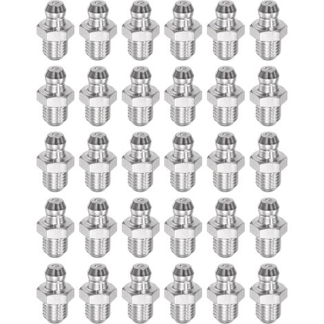 Gerade Schmiernippel – 30 Stück – Edelstahl 201 – Gewinde M8x1 mm – Für industrielle Wartung – Silber (1/5)