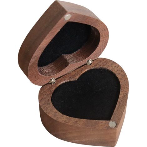 Coeur anneau boîte Village vent bijoux boîte anneau en bois boîte de réception mariage paire anneau boîte petite boîte à bijoux (1/5)