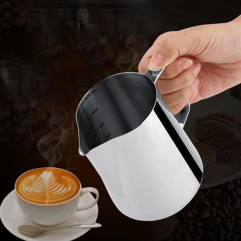 600ml Tasse à mousse en acier inoxydable pour latte/café Pichet à mesure pour lait/crème/eau---RAC (1/4)