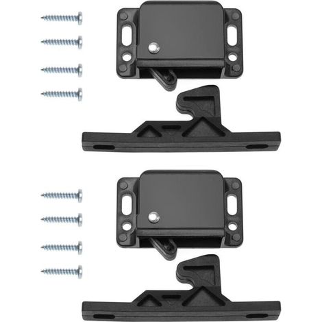 2 Pack Cabinet Door Locks with 8 Screws for RV, Cabinet Accessories, Home, Kitchen, Black (1/5)