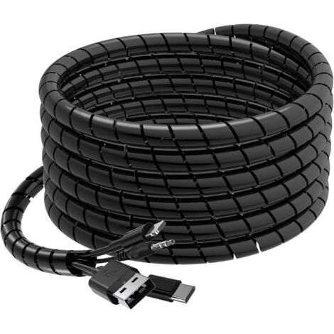 Cache Cable Spirale 6M 12-24mm, Gaine Spirale Flexible Protege Cable pour Le Bureau/Ordinateur, Kit de Câble Rangement pour Le Câble d'Antenne TV/PC/USB/Télé/AUX, Noir - Bricolage (1/5)