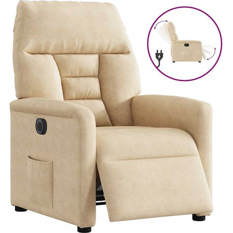 vidaXL Fauteuil inclinable électrique crème tissu microfibre (1/5)