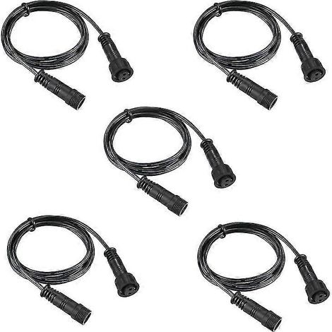 5er-Pack Verlängerungskabel für Terrassenbeleuchtung, 1 m Länge, 2-polig, IP67 wasserdicht, mit Stecker und Buchse für Solar-Hängeleuchten.