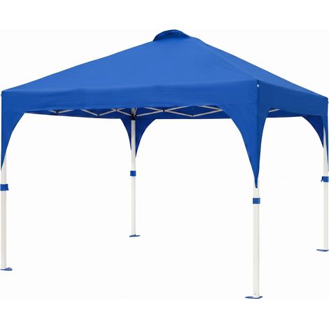 Tonnelle pliante 3x3m – toile Oxford 150D imperméable UPF 50+, verrouillage central, design 360° – jardin, camping, plage – Bleu (1/5)