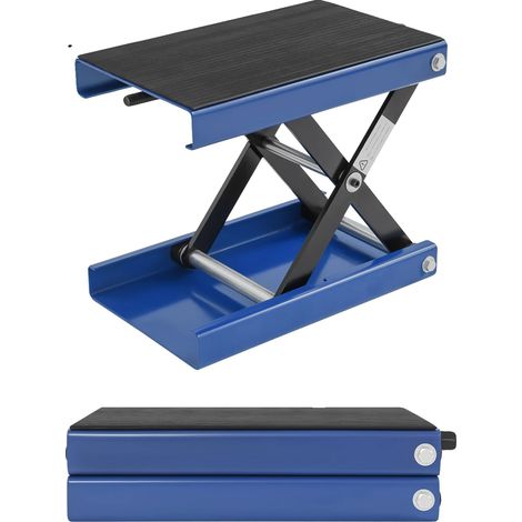 Table de levage de moto, hauteur réglable, capacité de charge de 500 kg, Bleu (1/2)
