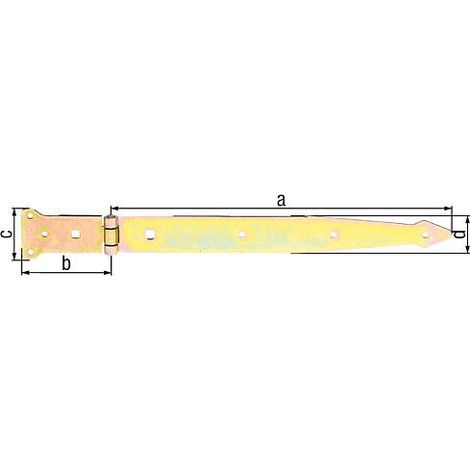 Penture charniere, 400/101x63mm jaune galva (1/2)
