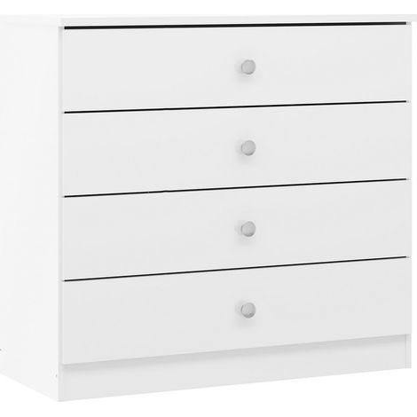 Denver 4 Drawer Chest of Drawers - L36 x W70 x H75 cm - White Gloss