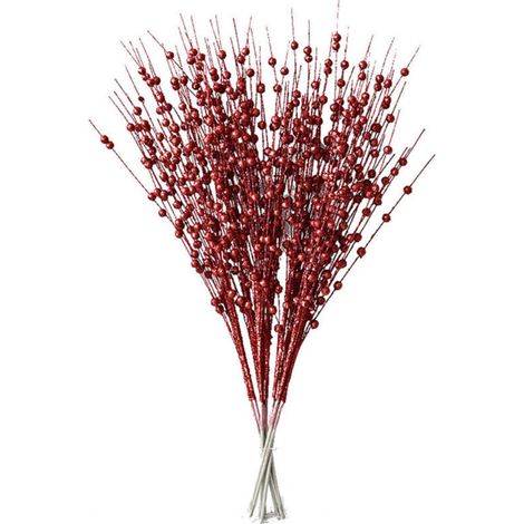 Jeffergarden Décoration de Noël en bouquet de fausses baies à paillettes dorées