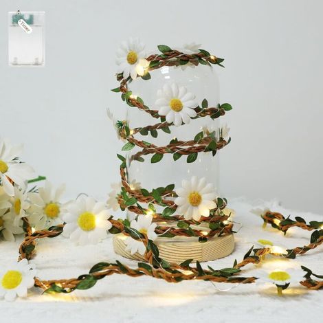 LED string lights in flower shape with timer 2.5 m, 21 micro LEDs, warm white light (2700 K) Battery operated for window decoration and string lights (1/5)