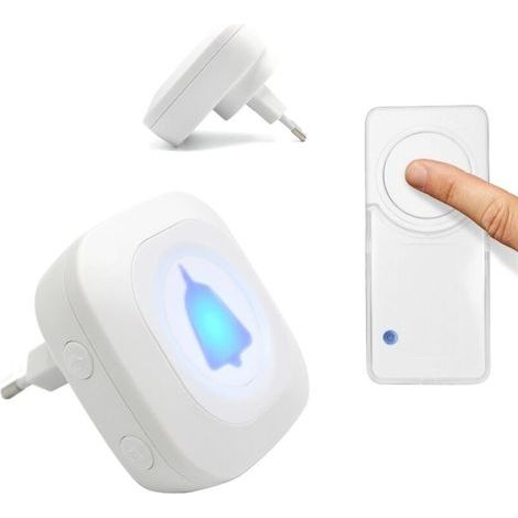Timbre inalámbrico y botón de llamada de emergencia (no requiere pilas) (1/4)
