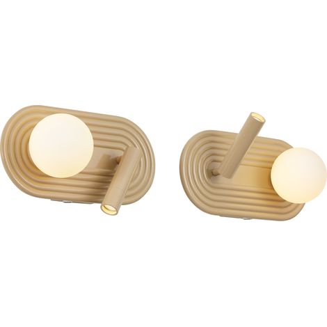QAZQA Set di 2 Applique Retrò Tortora Incl. LED Dimmerabile a 3 (1/5)