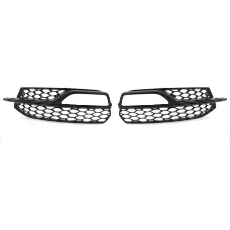 Un par de rejillas de repuesto tipo panal para faros antiniebla del parachoques del Audi A3 S-Line S3 14-16, color negro. (1/5)