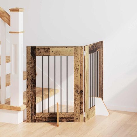 Puerta de perro con soportes 2 pcs Madera envejecida 60 x 60 cm