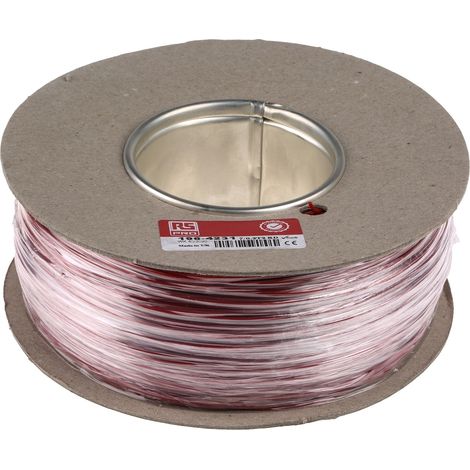 Fil électrique RS PRO BS4808 0,2 mm² 24 AWG, 1 kV c.a., PVC Rouge, 500m (1/3)