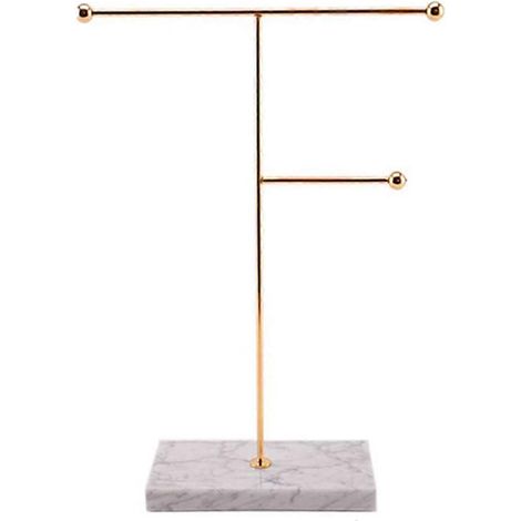 Socle en marbre en forme de T pour boucles d'oreilles, bagues, colliers, montres, étagère à bijoux B-- (1/5)