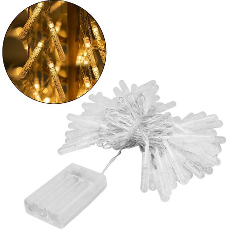 Guirlande lumineuse LED cristal de 10 mètres avec motif de colonnes à bulles, proposant deux modes d'éclairage pour les fêtes, les chambres et les anniversaires. Fonctionne sur piles. (1/5)