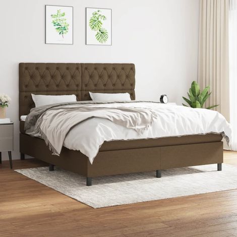 Sommier à lattes de lit avec matelas Marron foncé 160x200 cm (1/5)