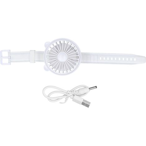 Ventilateur de Montre USB avec Oreilles d'Ours Mignon, Portable et Compact, Strap de Poignet Cartoon, Ventilateur de Montre Blanc (1/5)