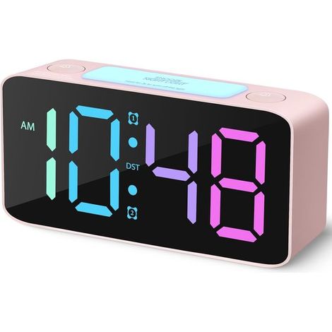 Sveglia digitale pensata per gli adulti che dormono profondamente,con luce notturna a 7 colori,ricaricabile tramite USB,compatta e portatile (1/5)