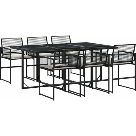Maison Exclusive - 7-tlg. Garten-Essgruppe mit Kissen Schwarz Pol