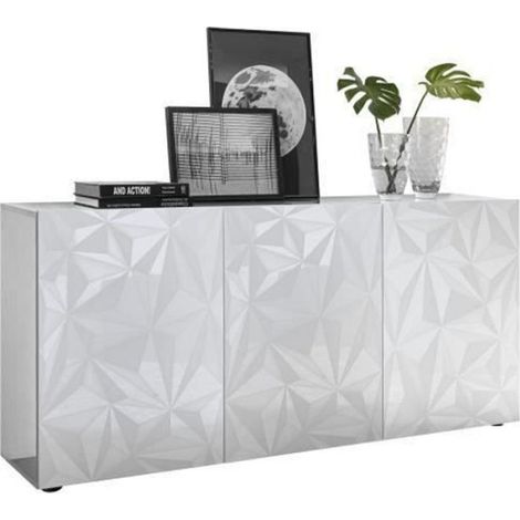 Buffet - Blanc laqué brillant - 3 Portes - PARIGI - L 181 x P 42 x H 84 cm (1/5)
