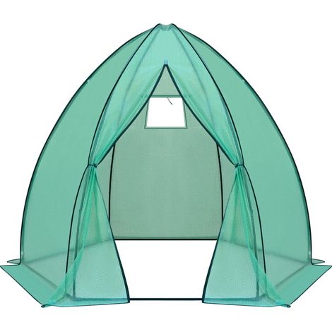 Invernadero tipo teepee de acero y malla PE 240 x 200 x 240 cm verde (1/4)