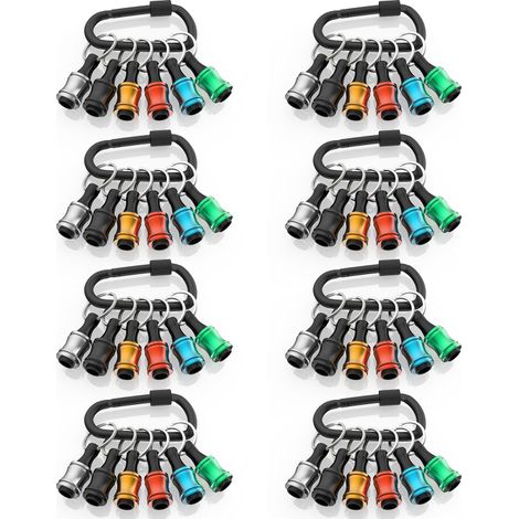 Porte-embouts 1/4" – 48 pièces – alliage alu, adaptateur de perçage, porte-clés portable, attache métal noir (1/5)