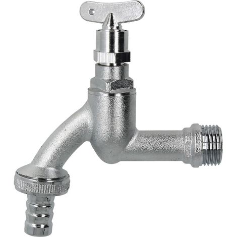 Robinet de purge avec clé tubulaire 1/2’’ avec raccord pour flexible mat chromé