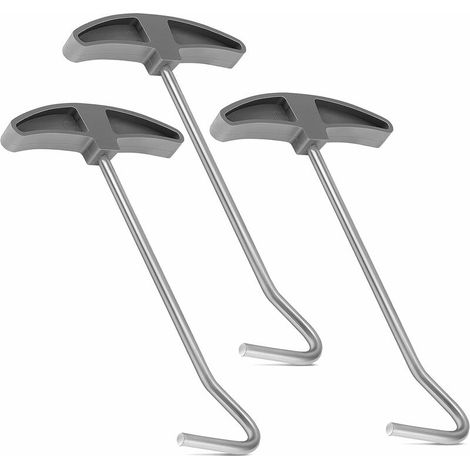 3 Pièces Crochet de Sol pour Piquet de Tente Piquets de Tente d'Extracteur d'Extracteur de Cheville avec Crochet Extracteur Extracteur Accessoires de Tente avec Poignée en Plastique (1/5)