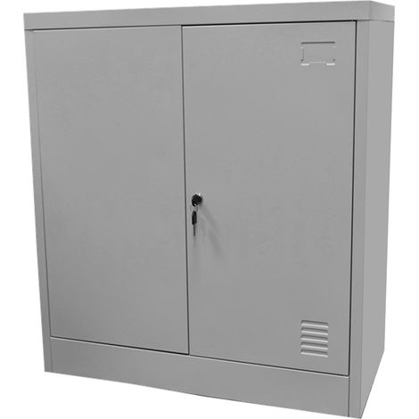 Armadietto Metallico 2 Ante 1 Mensola 80x40x80 cm con Serratura a Chiave in Acciaio Grigio
