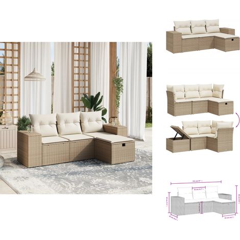 Salon de jardin avec coussins 4 pcs beige résine tressée - Salon De Jardin - Mobilier Extérieur - Salon D'extérieur - Set De Salon - Fauteuil De Jardin (1/4)