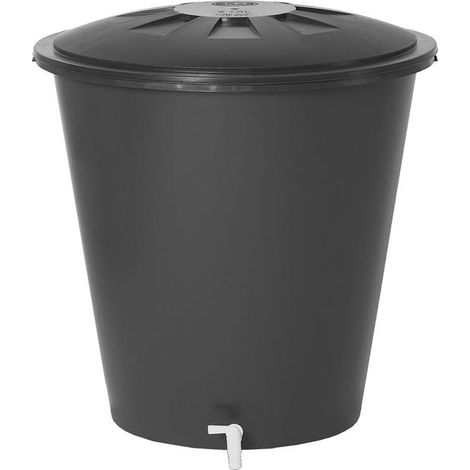 Regentonne rund 210 L graphite grey, kpl.mit Deckel und Hahn