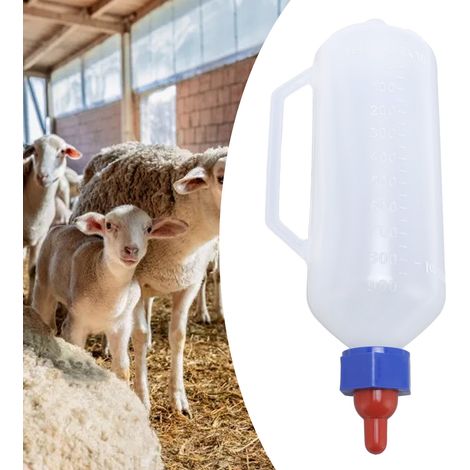 Biberon pour veaux et agneaux avec poire et anse, capacité 1L, modèle détaillé, plastique et caoutchouc, set 1 (1/5)