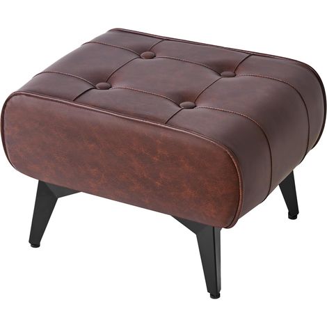 Tabouret ottoman en fer, canapé rembourré moderne, pouf en tissu technique, repose-pieds pour salon et chambre à coucher, 40 x 30 x 26 cm (1/5)